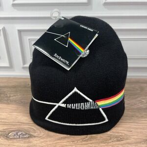 Rockware Pink Floyd Beanie Mens OSFM Black Dark Side of the Moon Knit Hat NWT